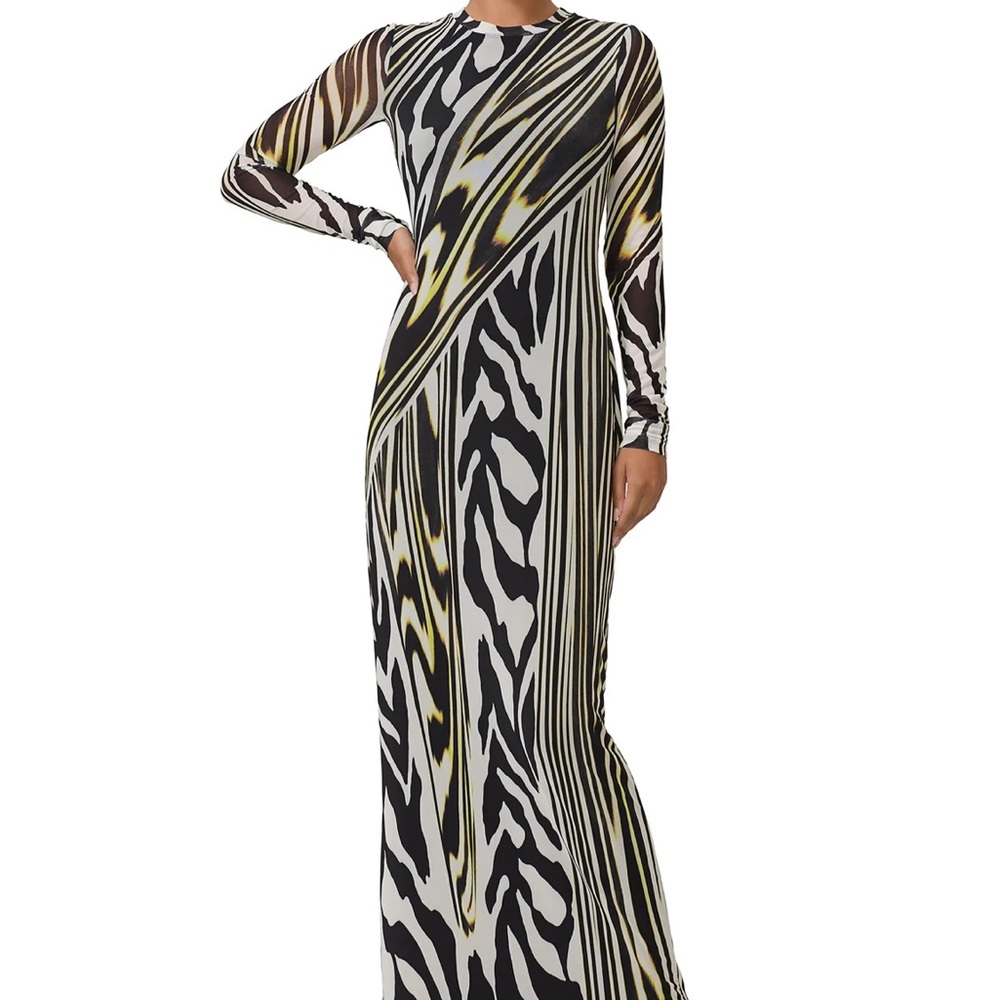 AFRM NWT Didi dress Zebra lime size M